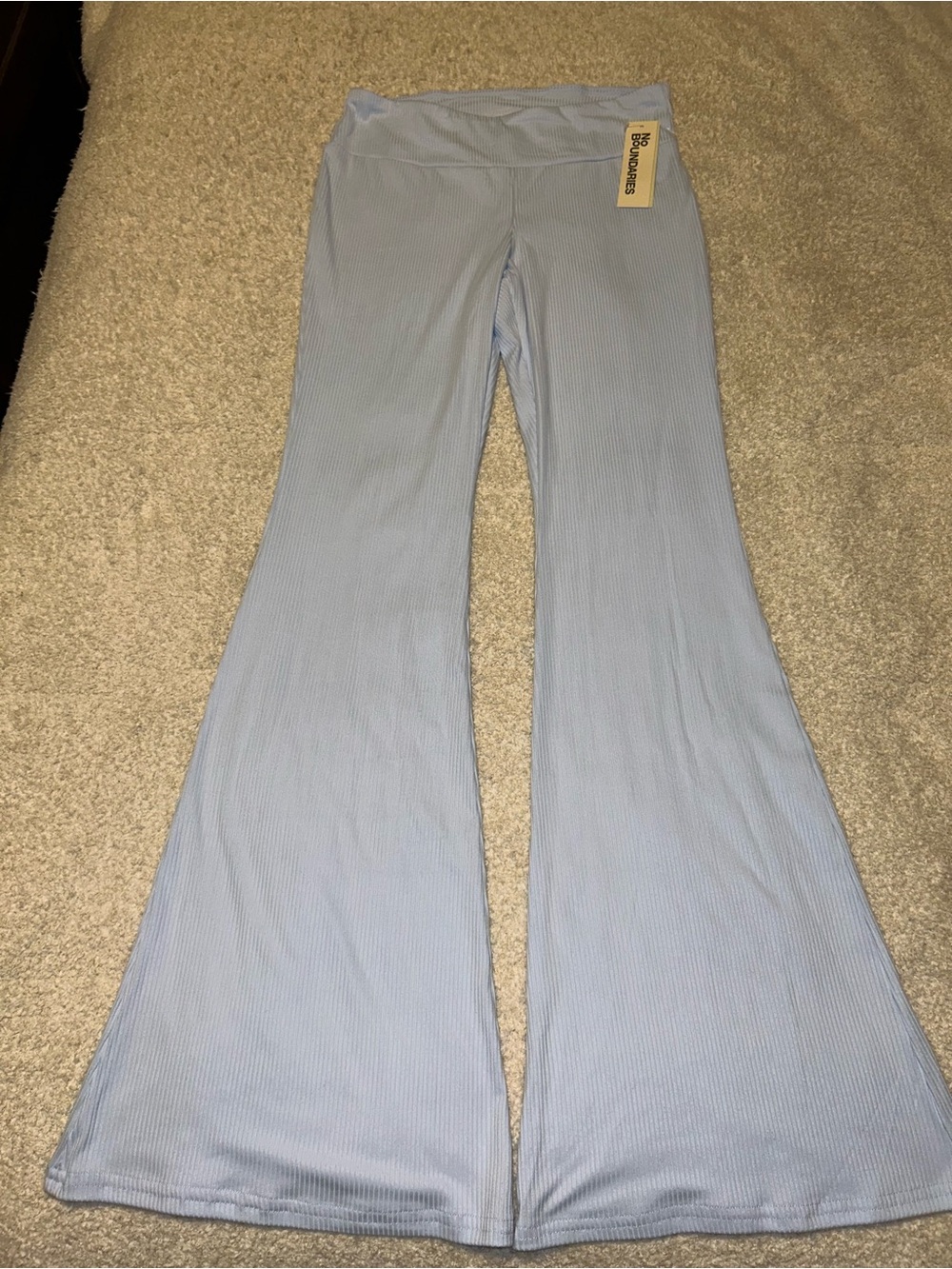 No Boundaries Light Blue Ribbed Flare Jeans